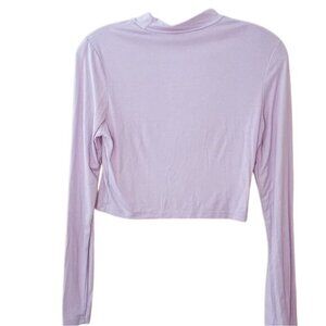 Shein Lavender Long Sleeve Mock Neck Crop Top L